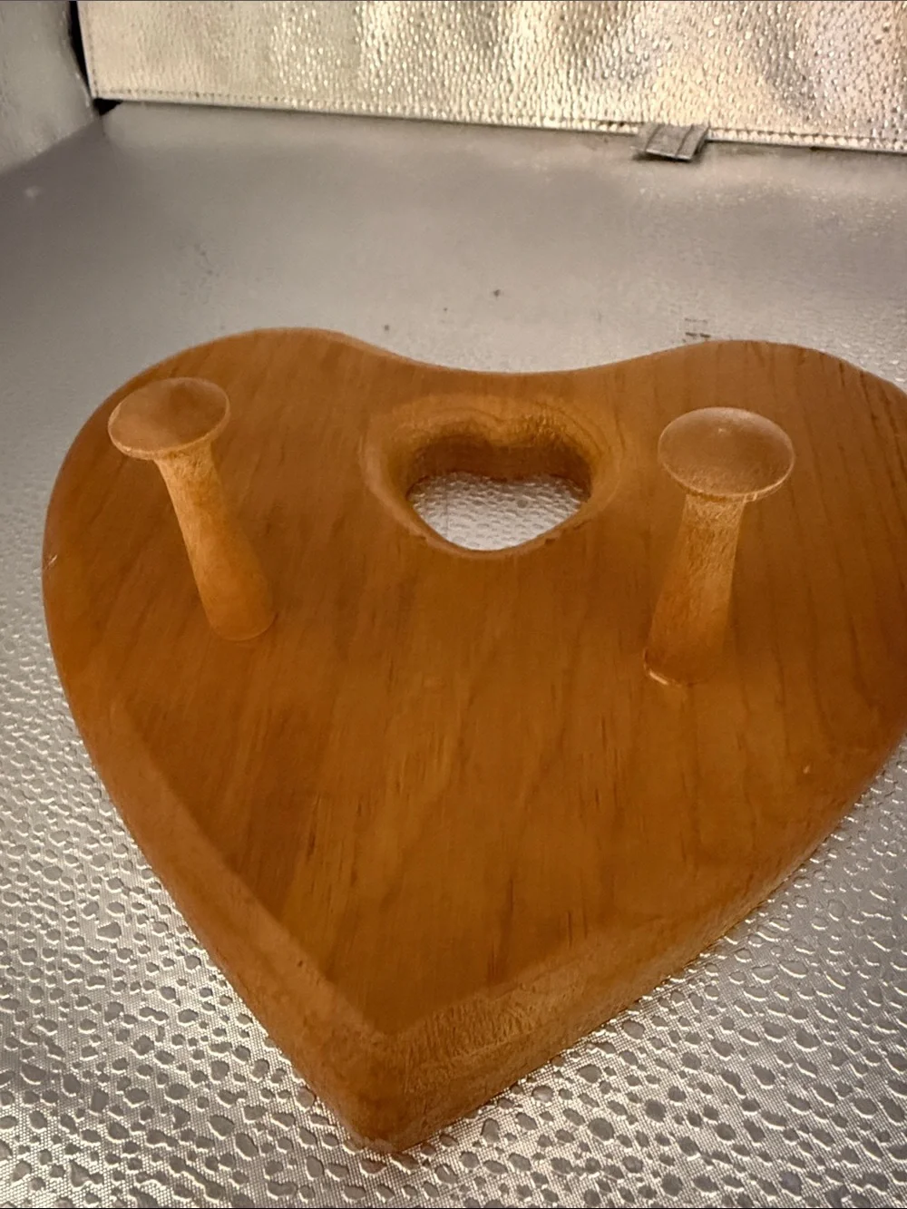 Vintage Wooden Heart Wall Hook - Natural Brown